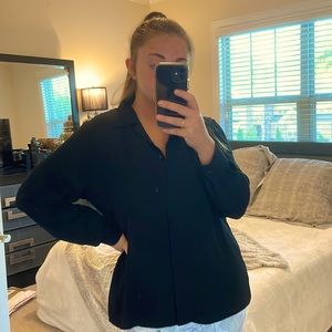 Vintage Black Button Down Blouse